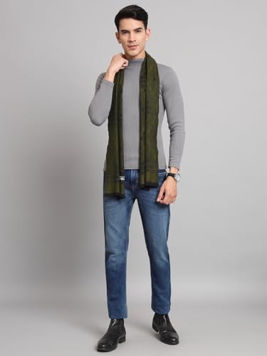 Image of Ravaiyaa - Attitude is everything Men's Geometric Pattern Casual Muffler Winter Wool Long Scarf 72 inchx14 inch Inch (Green)