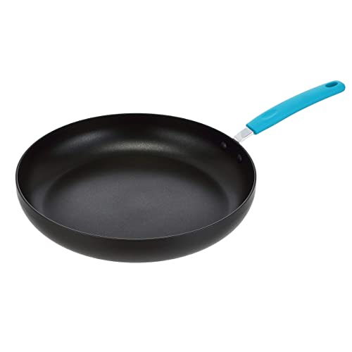 Image of amazon basics Aluminium Hard Anodized Non-Stick 32 cm Frying Pan, Turquoise