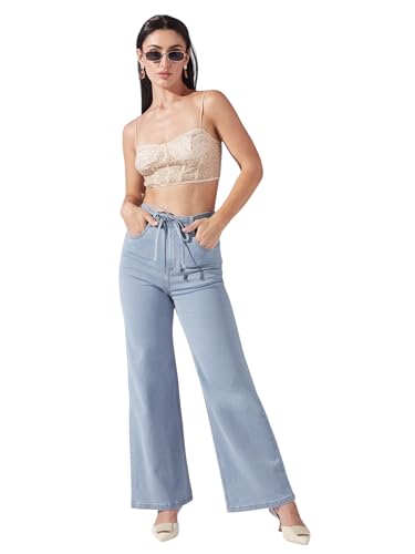 Image of Miss Chase Women's Wide-Leg High-Rise Regular-Length Stretchable Shaping Denim Jeans