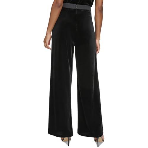 KARL LAGERFELD Paris Womens Velvet High Rise Straight Leg Pants Black 142