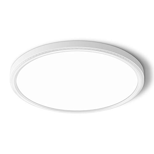 MODERN Super Thin 9inch 24W 2800lm Flush Mount LED Ceiling Light(NO Remote), 5000K Daylight, Undimmable Ceiling Light Surface Mount for Bedroom, Living Room, Dining Room (One Pack, White)……