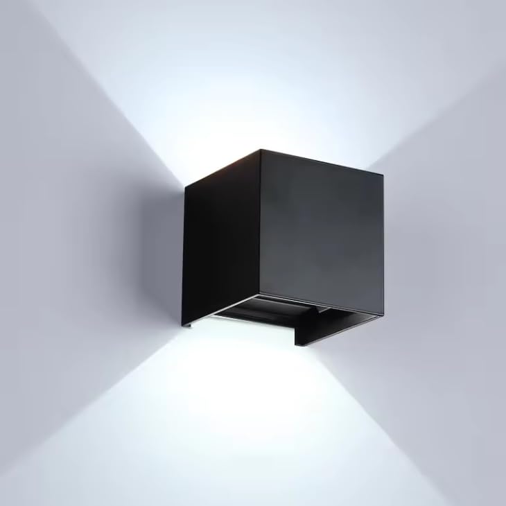 No Nonsense Products LED Outdoor Wall Light Waterproof Up & Down Adjustable Beam Angle Cube Box Style 10x10x10cm Garden Patio Night Lights (Bright White)