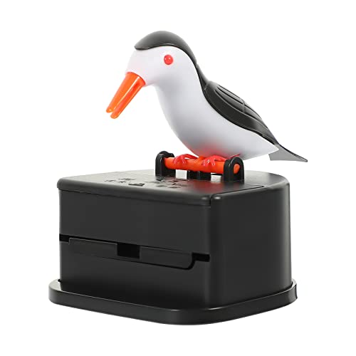 Cabilock Bird Toothpick Dispenser Bird Pecking Shape Toothpick Case Hand Press Automatic Toothpick Dispenser Bird Design Toothpick Box Home Decor ( Black ) Toothpick Holder Dispenser