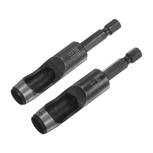 HARFINGTON 2pcs 10mm,11mm Leather Hollow Hole Punch 1/4" Hex Shank for Drills, Belt Hole Punch Punching Cutter Tool for Leathercraft Working