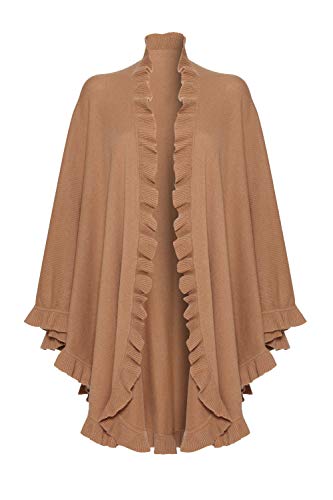 100% Lambswool Frilly Cape Wrap