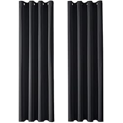 Cortina Negra MRTREES Cortinas Opacas Dormitorio Moderno 2 Piezas 140×260cm Cortinas Termicas Aislantes Frio y Calor para Ventanas Habitación Comedor Oficina Hotel Terraza Salon Negro