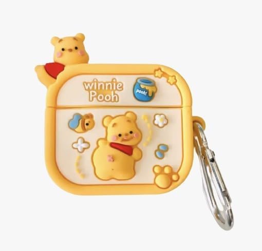 Image of Dezet Cute Soft Silicone Pouh Case for Airpods Pro GEN-2 (2022) � 3D Cartoon Animal Character Cover with Keychain Ring, Shockproof & Dustproof Protective Case for Kids & Girls (Winne Pooh)