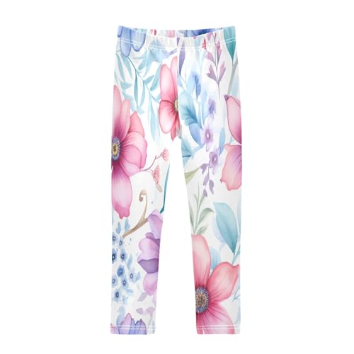 Bolaz Toddler Girls Leggings Printed Yoga Pants Leggings Purple Blue Pink Flower for Kids