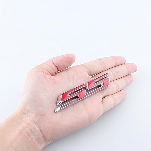 Image of 1PC SS Emblem 3D Metal Car Sticker Decoration Car Side Rear Badge for Cars Trucks SUV Luggage Computers (Silver red)