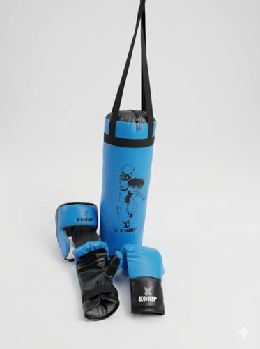 Image of Kids Boxing Kit Set Pack of 4 | Punching Bag for Karate & Martial Arts | Bounce-Back Training Bag for Boys & Girls (Ages 3-9) (Sky Blue)