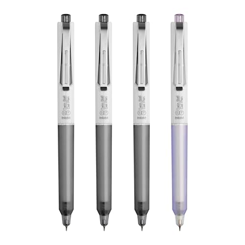 Image of Anupam Sylent Roller Gel Pen 0.7 mm, Waterproof Smooth Quick-Dry Dark Ink, Comfortable Grip Exam & Office Pen, Refillable (3 Black Body BlackInk, 1 Multicolour Body BlueInk)