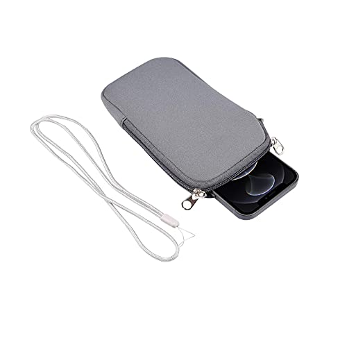Image of Neoprene Phone Sleeve Pouch Case for Samsung Galaxy S25 Ultra S24 Ultra S25+ S24 FE S23 FE S21 FE /Plus, A15 A36 A35 A56, iPhone 16 15 14 13 Pro Max 15 Plus (Grey-L)