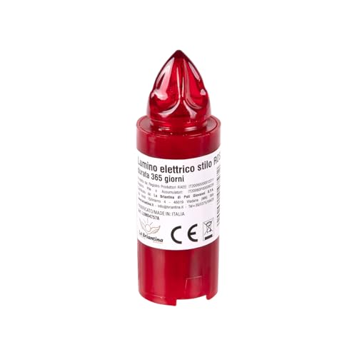 La Briantina Lumino Elettrico a Led Stilo, Durata 365 Giorni, Rosso con Luce Intermittente, 9.5xø3.3 cm
