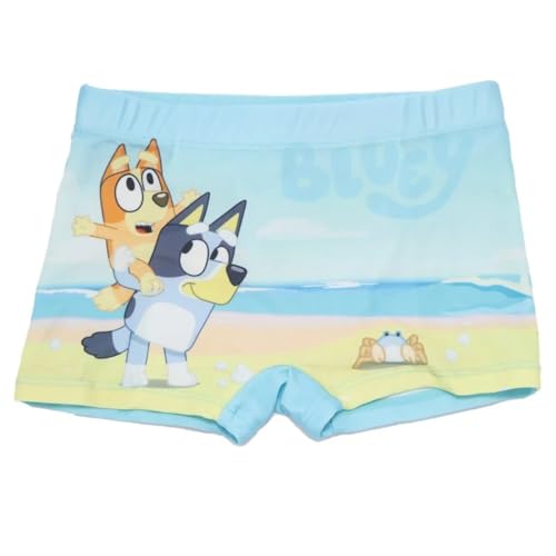 Superlicencias Bluey Bañador Bóxer para Niño, Diseño Playa, Azul Claro Piscina (FR/ES, Edad, 3 años)