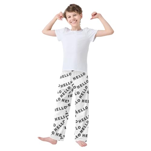 ZZKKO Greetings English Language Boys Pants for Kids Jogger Pants with Pockets S-XL2