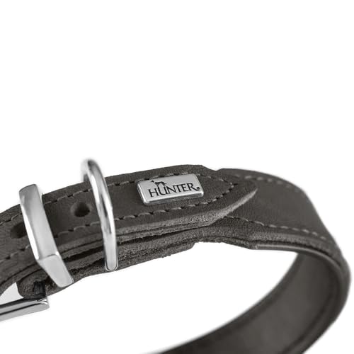 Hunter Hundehalsband Malta, Farbe: Magenta, aus gefettetem Softvollrindleder, weich unterlegt, strapazierfähig, Brillante Farben, handgefertigt, Made in Germany, Größe: 47