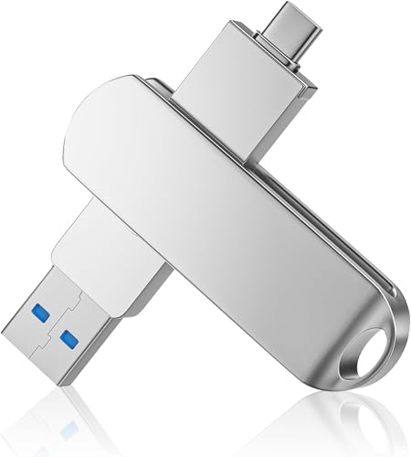 1TB USB メモリ USB3.0・Type-C メモリ 外付け フラッシュメモリ 容量不足解消 usb 360度回転 スマートフォン対応 Mac Windows PC Pad対応 合金製 耐衝撃 防塵仕様 高速データ転送 バックアップ Type C USBメモリ usb 1tb 携帯に便利 (銀色)