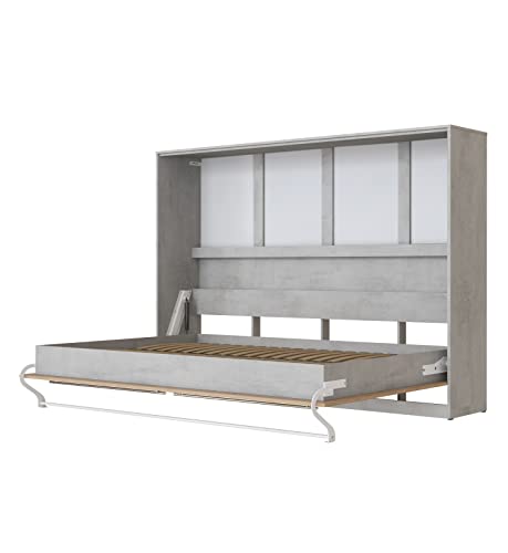 SMARTBett Schrankbett Standard 90x200 120x200 140x200 160x200 Bettschrank Wandbett Beton/Wildeiche 140 Horizontal – Bild 3