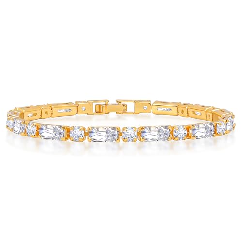 Tennis Bracelets for Women, 14K Gold Plated Diamond Bracelet, Cubic Zirconia Dainty Gold Bracelet for Women, Gifts Jewelry for Women