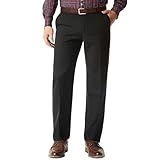 Men's Classic Fit Flat Front Dress Pants Expandable Waist Wrinkle Free Suit Pants for Men(Black,34W×30L)