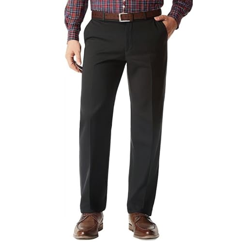 Men's Classic Fit Flat Front Dress Pants Expandable Waist Wrinkle Free Suit Pants for Men