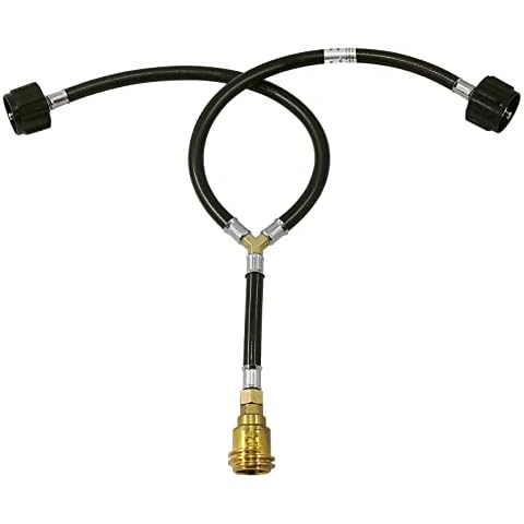 MCAMPAS Propane Y Splitter Hose Converter Adapter Universal Propane Tank QCC1 Regulator Valve for Heaters, Grills, Fire Pit, Gas Burner, Turkey Fryer, Forge Burner, Outdoor Stove Burner, Pizza Oven Cover