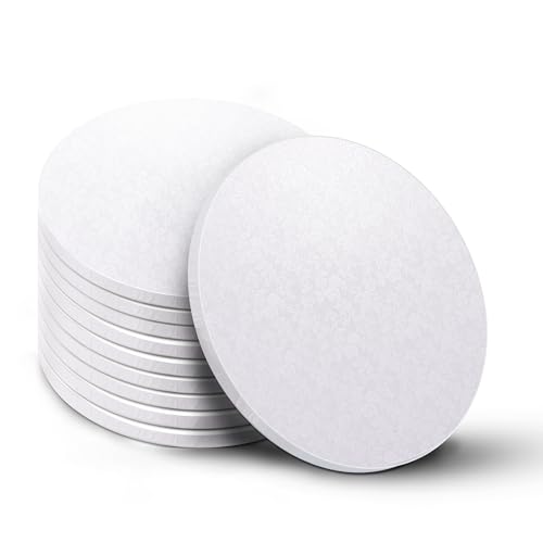 Bekoetoz 10-Pack Round White Cake Drum Board 10 Inch Sturdy 1/2 Inch Thick Full Wrap Edge Cake Base for Heavy Tiered Cakes(10