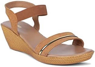 BATA Women's Lille Sandal | Block Heels open Toe Wedges Flip Flop with Dressy Platform | Adjustable Slip on Elastic Ankle Strap Fit | Stylish Footwear for Office | Parties,Weddings & All-Day Wear