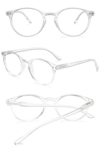 Image of Round Reading Glasses Ladies Blue Light Blocking Spring Hinges Fashion Oval Readers Womens Lightweight Computer Eyeglasses Eyewear