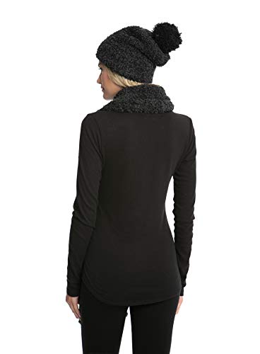 Barefoot Dreams Womens Cozychic Pom And Scarf Set Beanie Hat, Carbon/Black, One Size Us #TOP4