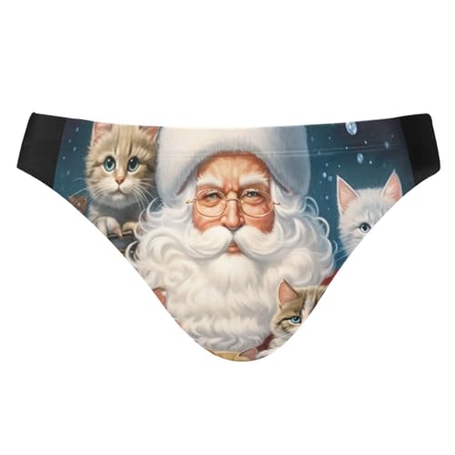Men's Christmas Santa Claus Cat Swim Briefs Bikini Swimsuit S 202a0188