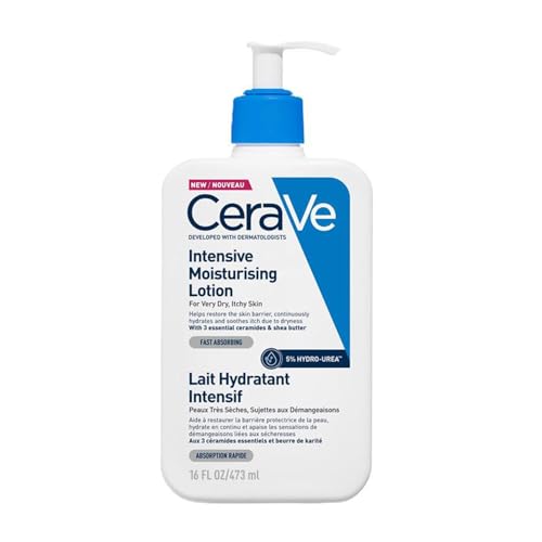 CeraVe, Intensive Feuchtigkeitslotion, mit Hyaluronsäure, 3 essentiellen Ceramiden & Hydro-Urea-Technologie, für trockene bis sehr trockene Haut, 473 ml
