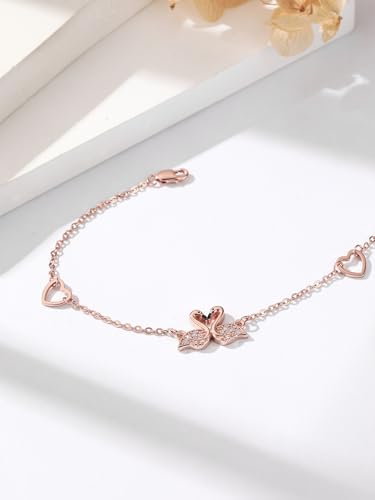 KINGWHYTE Flamingo Bracelet for Women 925 Sterling Silver Rose Gold Flamingo Bracelet Animal Jewellery Gifts for Women3