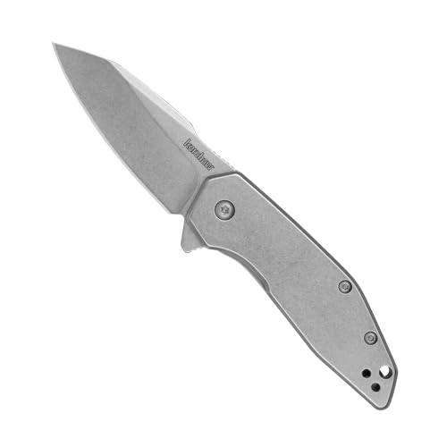 Image of Kershaw Gravel Pocket Knife, Stonewashed, 2.5 Inch Stainless Steel Reverse Tanto Plain Edge Blade, EDC with Assisted Opening, Reversible Pocketclip, Everyday Carry Pocket Knife for Men and Women