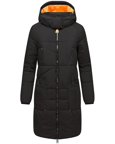 Navahoo Damen Wintermantel warmer Steppmantel mit Kapuze Bliblablubb 14 Black Gr. XL