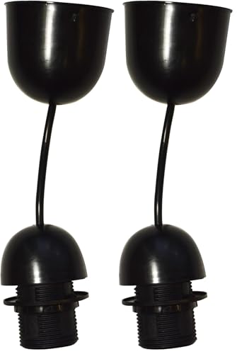 Tibelec - Suspension plastique, équipée E27, Noir (Lot de 2)