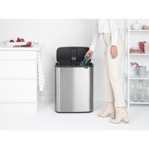 Brabantia Bo Touch Top Kitchen Trash Can with Single Compartment | Matt Steel FPP | 16 Gal Inner Bucket | Soft-Close Garbage Can, Light Touch Opening, Stay-Open Lid | Fits Against Wall | + Trash Bags by Brabantia - Image 6