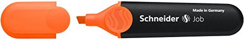 Schneider Job Highlighter, Chisel Tip, 1 + 5 Mm, Black Barrel, Orange Ink, Box Of 10 Highlighters (1506) #TOP1