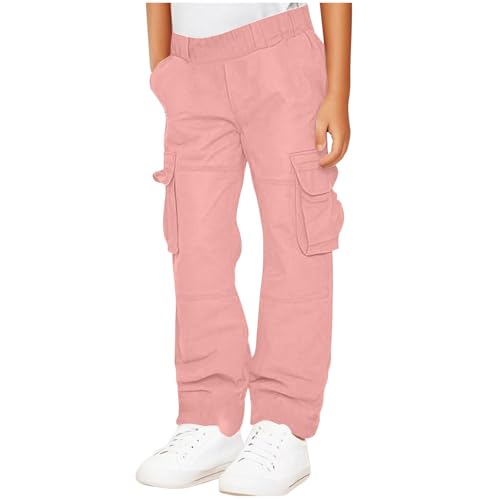 Boys Girls Cargo Sweatpants Kids Open Bottom Loose Fit Hiking Jogger Solid Color with Pockets Teen Casual Clothes