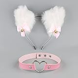 FLOFIA Kit Disfraz de Gato Accesorio Diadema de Gato Zorro Orejas de Gato Zorro + Collar Choker Aleación Ajustable con Campana para Mujer Niña Disfraces Fiesta Halloween Cumpleaños Cosplay