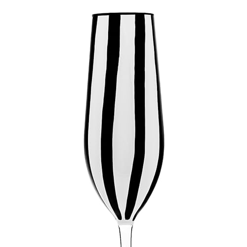 Image of 10 Strawberry Street Black & White Stripe Glassware, Flute, Set of 4
