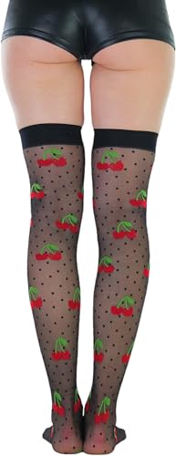 ToBeInStyle Women's Sheer Nylon Thigh High With Seamless Lace Top4