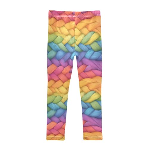 Realistic Knitted Illustration Rainbow Texturoddler Baby Girl Cotton Leggings Casual Full Length Pants Exercise2