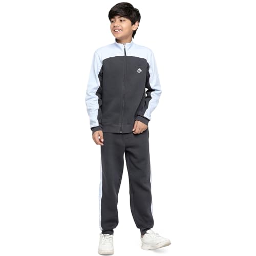 Image of Li'l Tomatoes Boys Fleece Winter Tracksuit Set | Full Sleeve Sweatshirt & Track Pant | Soft & Warm | 7-16 Years