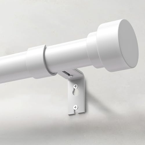 IFELS Heavy Duty Curtain Rods for Windows 66 to 120 Inch 1 Inch Adjustable White Curtain Rod Set with Easy Installation and Modern Design (A1 White 30-120)