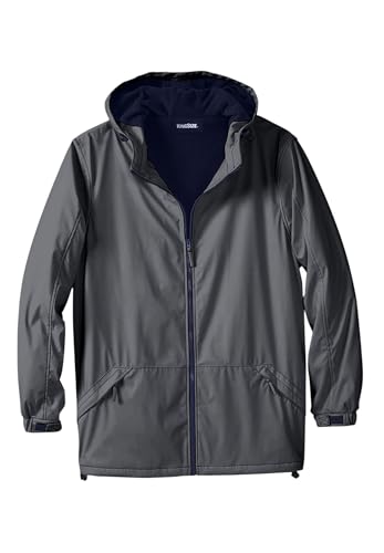 KingSize Men's Big & Tall Fleece-Lined Slicker Rain Coat - 4XL, Steel