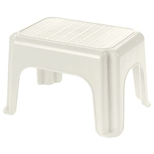 Tabouret en plastique, usage domestique, poids maximum 100 kg, tabouret, marchepied rehausseur léger, 18,4 x 26,5 x 18,5 cm, blanc