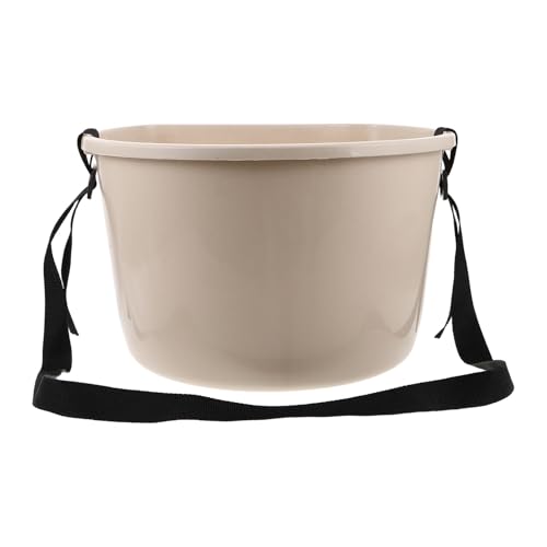 ifundom Plastic Fertilizer Spreader Bucket 22Lb White Multi-Purpose Picking Basket with Shoulder Strap for Fruit Harvesting and Garden Fertilizer Distribution