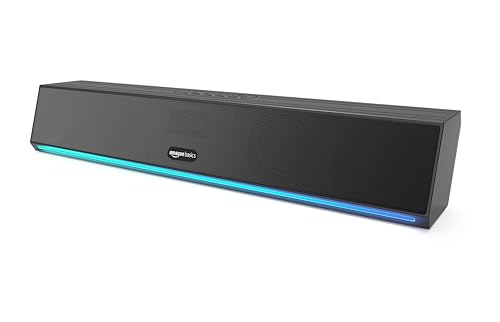 Image of amazon basics X20G 16W Bluetooth Soundbar with 2000mAh Battery | 2X Bass | Up to 7 hrs of Playback | RGB Lights | Bluetooth 5.3, Aux & USB Connectivity (Black)