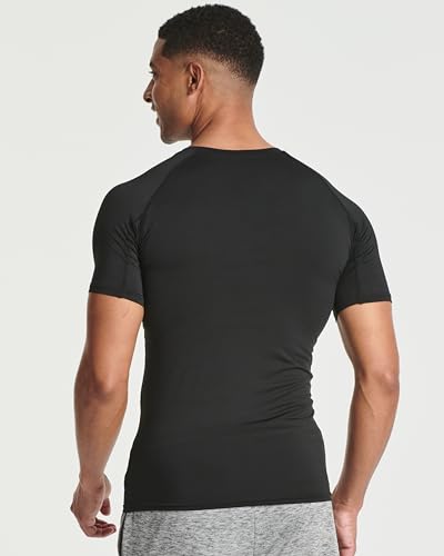 Real Essentials 4 Pack: Men's Short Sleeve Compression T-Shirt Base Layer Undershirt Athletic Top (Available in Big & Tall)3